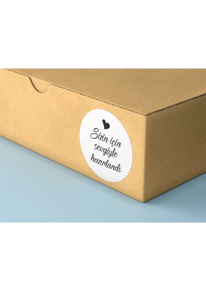 Sticker Kuşe 4x4 cm 48 Adet - Sizin Için Sevgiyle Hazırlandı -