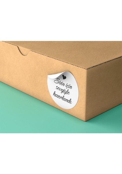 Sticker Kuşe 4x4 cm 48 Adet - Sizin Için Sevgiyle Hazırlandı -