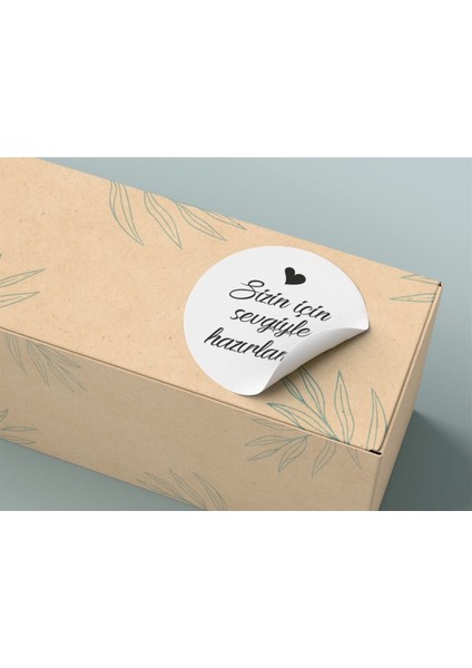 Sticker Kuşe 4x4 cm 48 Adet - Sizin Için Sevgiyle Hazırlandı -