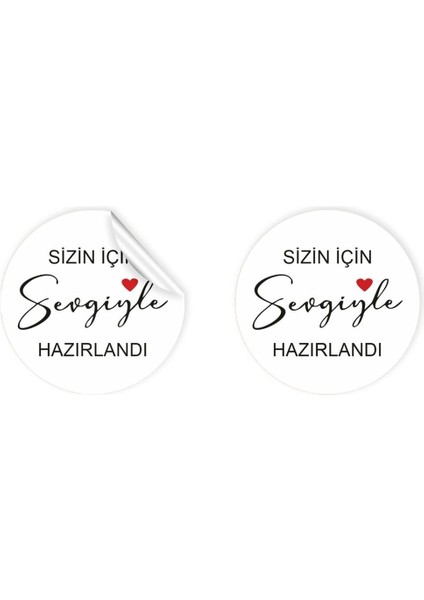 Kuşe Sticker Paketleme & Kargo Etiketi (4X4CM) 48 Adet - Sizin Için Sevgiyle Hazırlandı -