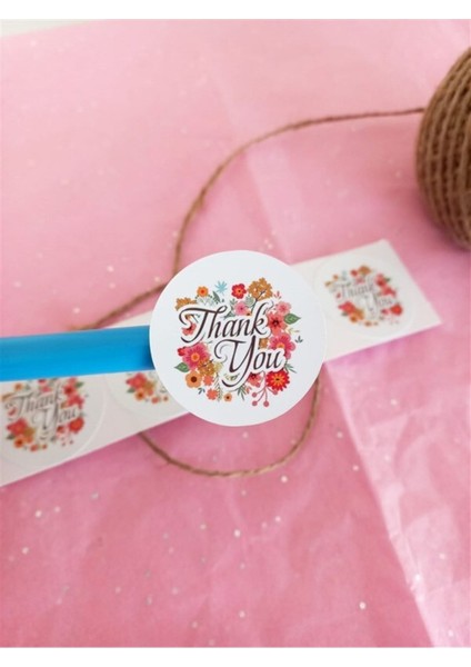 Kuşe Sticker (4X4CM) 48 Adet - Thank You -