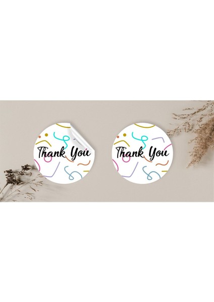 Kuşe Sticker Paketleme & Kargo Etiketi (4X4CM) 48 Adet - Thank You -