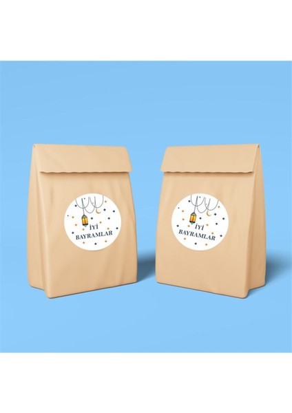 Kuşe Sticker Paketleme & Kargo Etiketi (4X4CM) 48 Adet - Iyi Bayramlar -