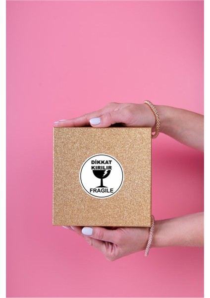 Kuşe Sticker Paketleme & Kargo Etiketi (5X5CM) 50 Adet - Dikkat Kırılır -