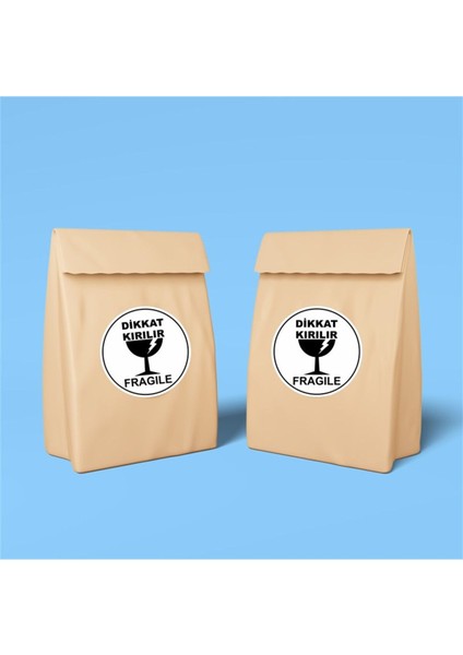 Kuşe Sticker Paketleme & Kargo Etiketi (5X5CM) 50 Adet - Dikkat Kırılır -