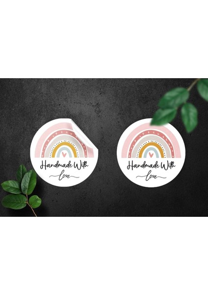 Kuşe Sticker Paketleme & Kargo Etiketi (4X4CM) 48 Adet - Handmade With Love -