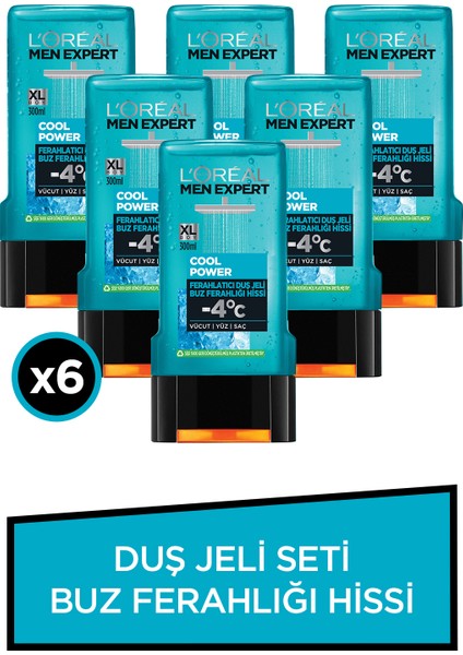 L'oréal Paris Men Expert Cool Power Buz Ferahlığında Duş Jeli 300 ml x 6 adet