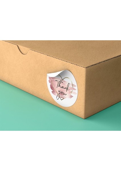 Sticker Kuşe 4x4 cm 48 Adet Thank You Kalp