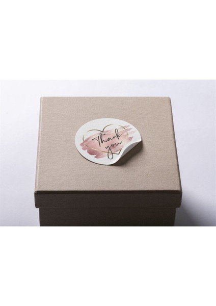 Sticker Kuşe 4x4 cm 48 Adet Thank You Kalp