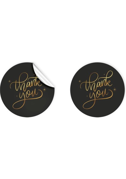 Sticker Kuşe 4x4 cm 48 Adet - Thank You -