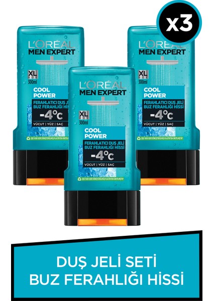 L'oréal Paris Men Expert Cool Power Buz Ferahlığında Duş Jeli 300 ml x 3 adet