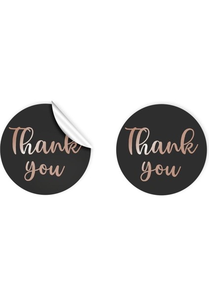 packmira etiket&ambalaj Kuşe Sticker (4X4CM) 48 Adet - Thank You -