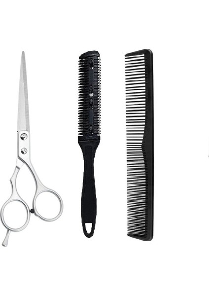 3 Parça 6 Inç 16.5 cm Profesyonel Berber Kuaför Saç Bıyık Makas Set Düz Makas Jiletli Tarak Taraklar