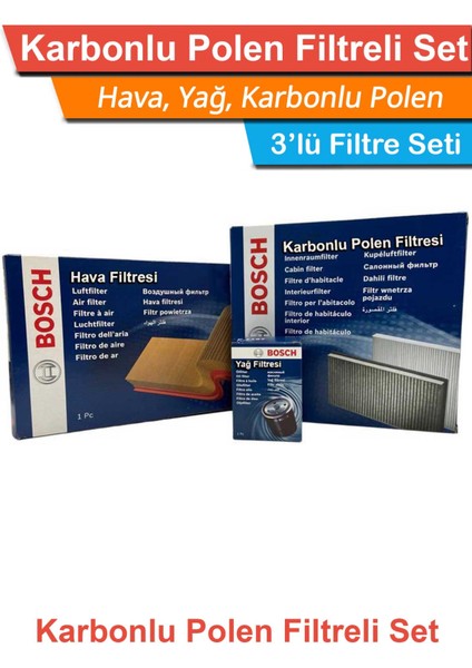 Bmw 3 Serisi E46 3.25İ Bosch Filtre Bakım Seti 2001-2005 Hava+Yağ+Karbonlu Polen