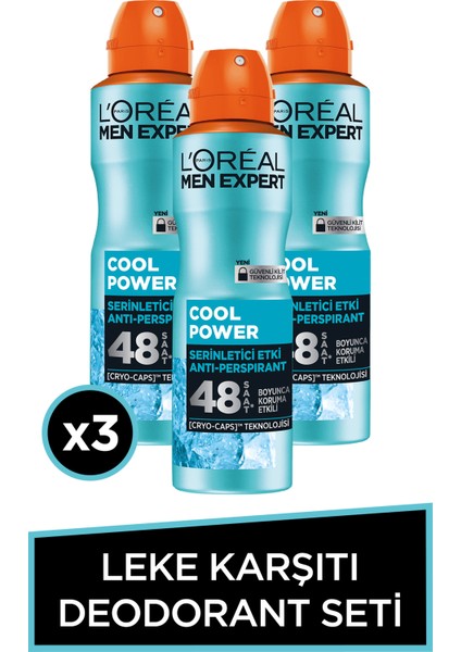 L'Oréal Paris 3'lü Men Expert Cool Power Anti - Perspirant Deodorant 150 ml Seti