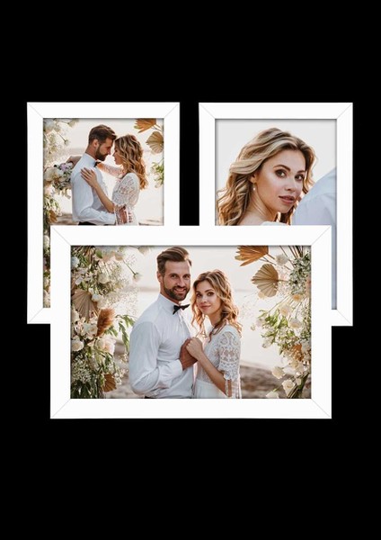 3 Adet 10X15 Çerçeve - Mdf A6 Çerçeve - Çoklu Fotoğraf Çerçevesi