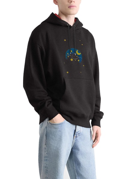 Lunar Glow Tasarım Kapşonlu Sweatshirt