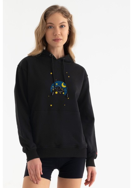 Lunar Glow Tasarım Kapşonlu Sweatshirt