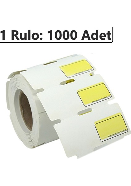 80X38 mm Karton Termal Raf Reyon Etiketi Sarı Fiyat Çerçeveli 1000'li Sarım