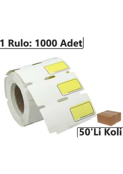 80X38 mm Karton Termal Raf Reyon Etiketi Sarı Fiyat Çerçeveli 1000'li Sarım 50'li Koli