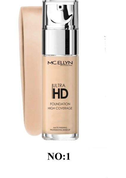 Professıonal Ultra Hd Foundatıon (No:01) Hıgh Coverage 40 ml (Cam Şişe)