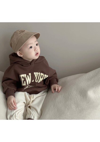 Özel Tasarım Kapüşonlu New York Baskılı Erkek Bebek-Çocuk Trend Sweatshırt fiyatları