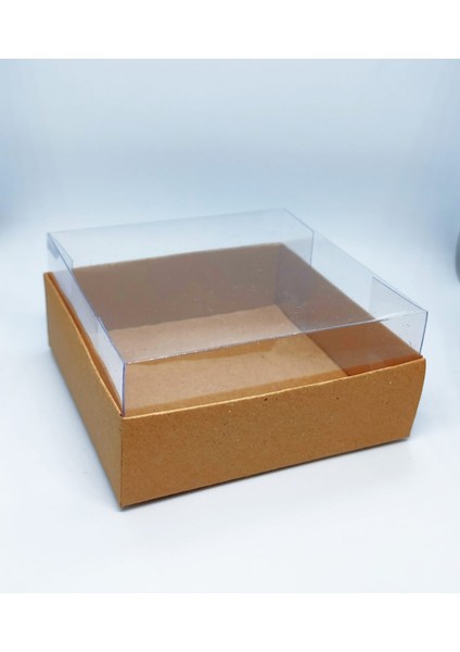 8x8x4 Asetat Kapaklı Kraft Kutu 100 Adet