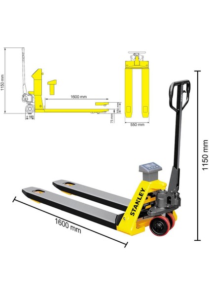 CPT20SCA 2 Ton Terazili Profesyonel Transpalet