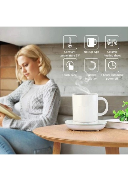 55 Derece Sabit Sıcaklıkta Seramik Metal Cam Kupa Isıtıcı
