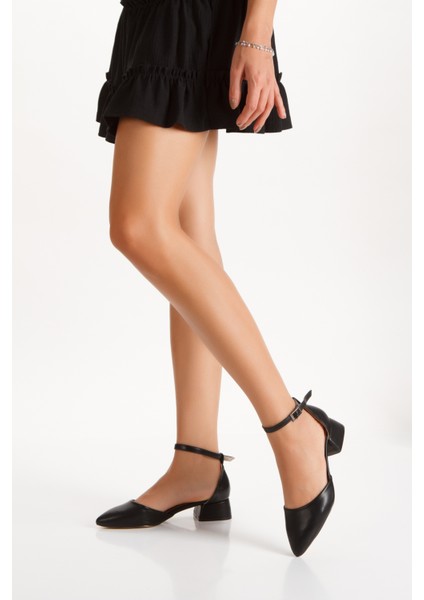 Kadın Karnıyarık Kısa Topuklu Ayakkabı Ve Çanta Takımı Siyah modelleri