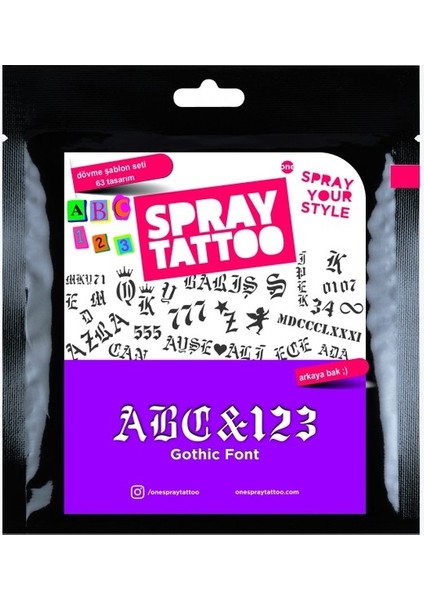 ABC&123 Gotik Font Dövme Şablon Seti indirimleri