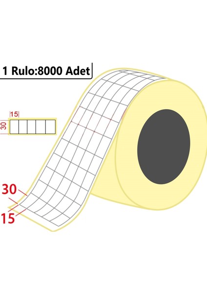 15x30 mm Termal 5'li Ürün Barkod Etiketi 8000'li Rulo