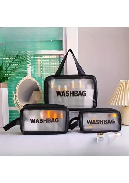 Washbag 3 Parça Su Geçirmez Makyaj Kozmetik Seyahat Bakım Çantası