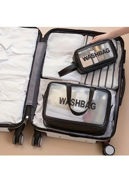 Washbag 3 Parça Su Geçirmez Makyaj Kozmetik Seyahat Bakım Çantası