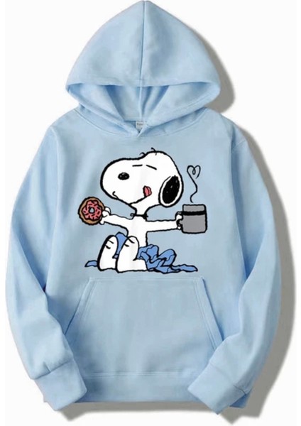 Özel Tasarım Kapüşonlu Mutlu Snopy Baskılı Şardonlu Kışlık Erkek Bebek-Çocuk Sweatshırt