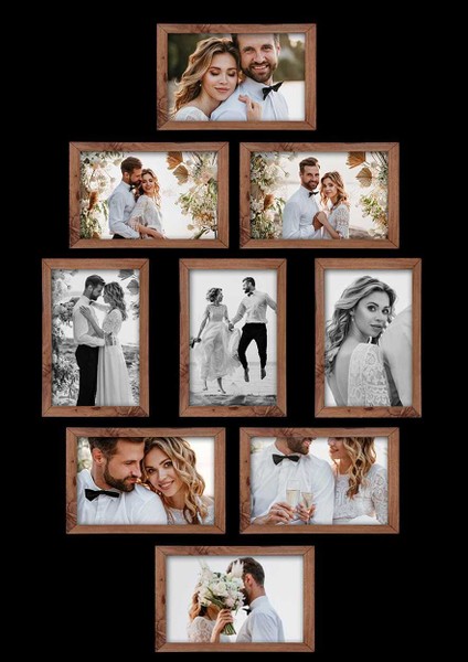 9 Adet 15X21 Çerçeve - Mdf A5 Çerçeve - Çoklu Fotoğraf Çerçevesi