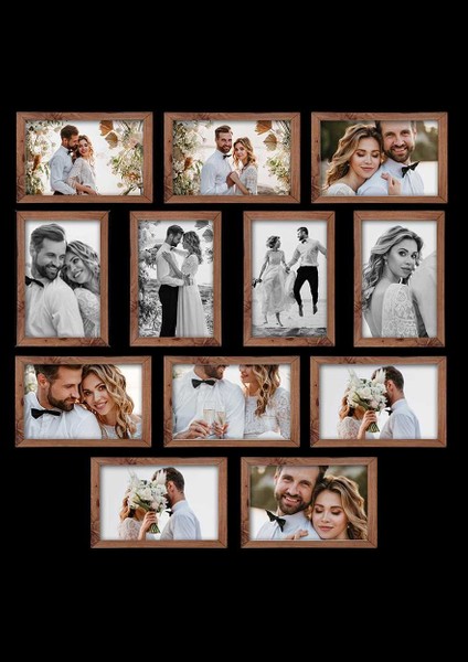 12 Adet 15X21 Çerçeve - Mdf A5 Çerçeve - Çoklu Fotoğraf Çerçevesi
