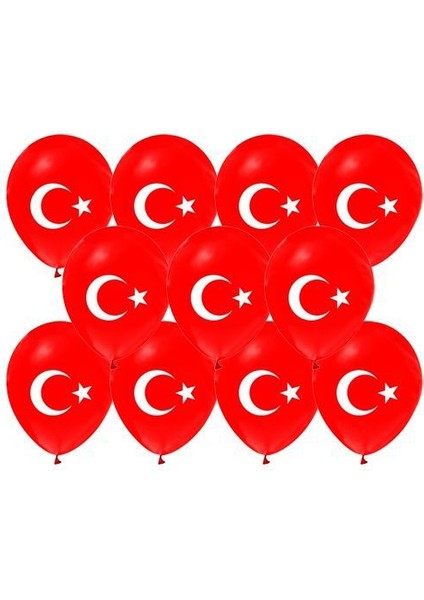 50 Adet Türk Bayraklı Kırmızı Balon