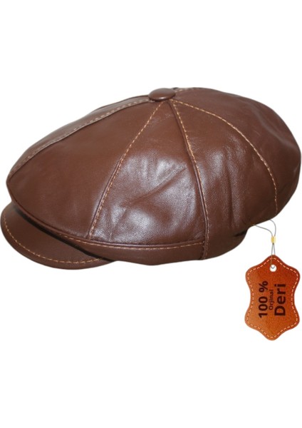 Hakiki Deri Erkek Kasket Şapka Kahverengi Hkkdrkhverkkskt9