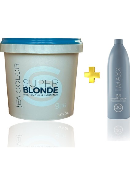 Super Blonde 9 Lift Oryal Özel Kokusu ile 1000 Gram Saç Açıcı Toz ve 20 Volume 1 Lt Oksidan