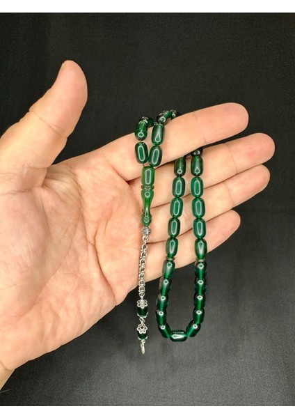Ateş Kehribar Tesbih Kapsül Kesim Yeşil Renk 10MM x 7mm T-545 fiyatları