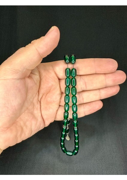 Ateş Kehribar Tesbih Kapsül Kesim Yeşil Renk 10MM x 7mm T-545 modelleri