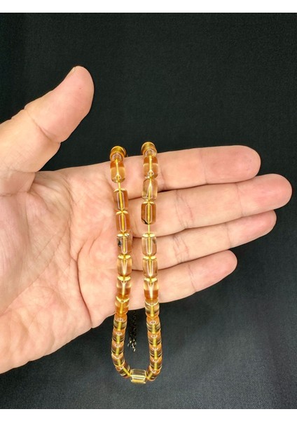 Ateş Kehribar Tesbih Kapsül Kesim Bej Rengi 11MM x 7mm T-535 modelleri