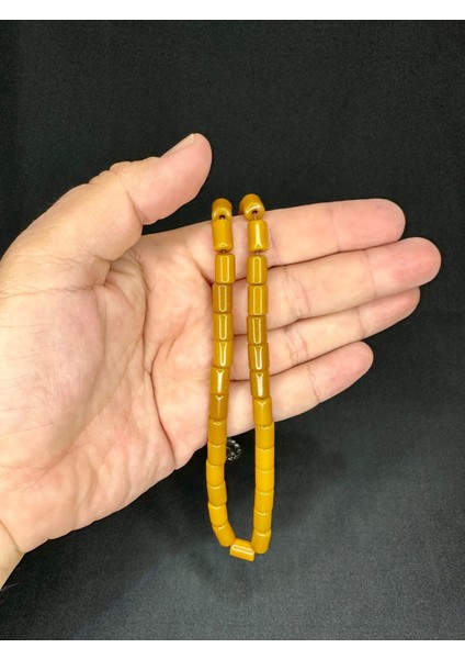 Çubuk Kehribar Tesbih Koyu Sarı Renk Kesme Kesim 7mm x 10MM T-529 fiyatları
