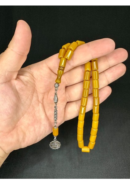 Çubuk Kehribar Tesbih Koyu Sarı Renk Kesme Kesim 7mm x 10MM T-529 modelleri