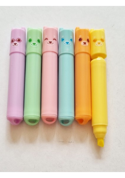 6'lı Köpek Figürlü Anahtarlıklı Mini Pastel Fosforlu Kalem fiyatları