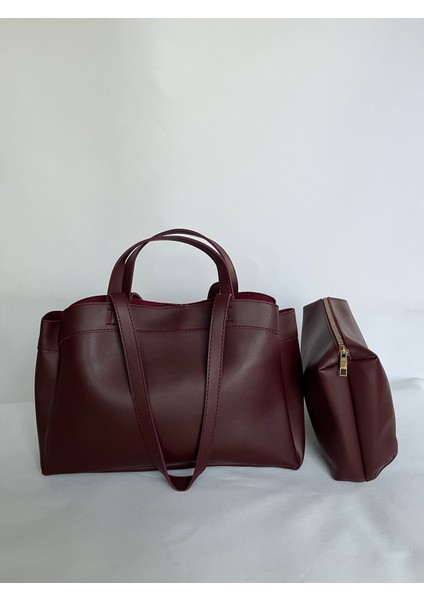 Bordo Geniş Büyük Yavrulu Çanta Evrak Okul Iş Çantası Kol ve Omuz Laptop Şık Spor Pinterest Çanta modelleri