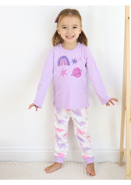 Baskılı Kız Çocuk Pijama Takımı 3 Ay-3 Yaş