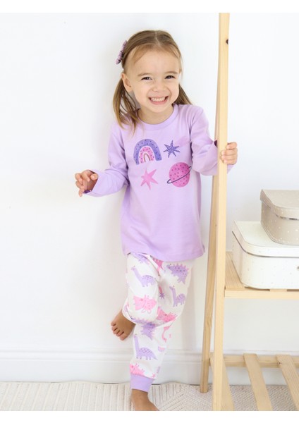 Baskılı Kız Çocuk Pijama Takımı 3 Ay-3 Yaş