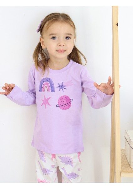 Baskılı Kız Çocuk Pijama Takımı 3 Ay-3 Yaş